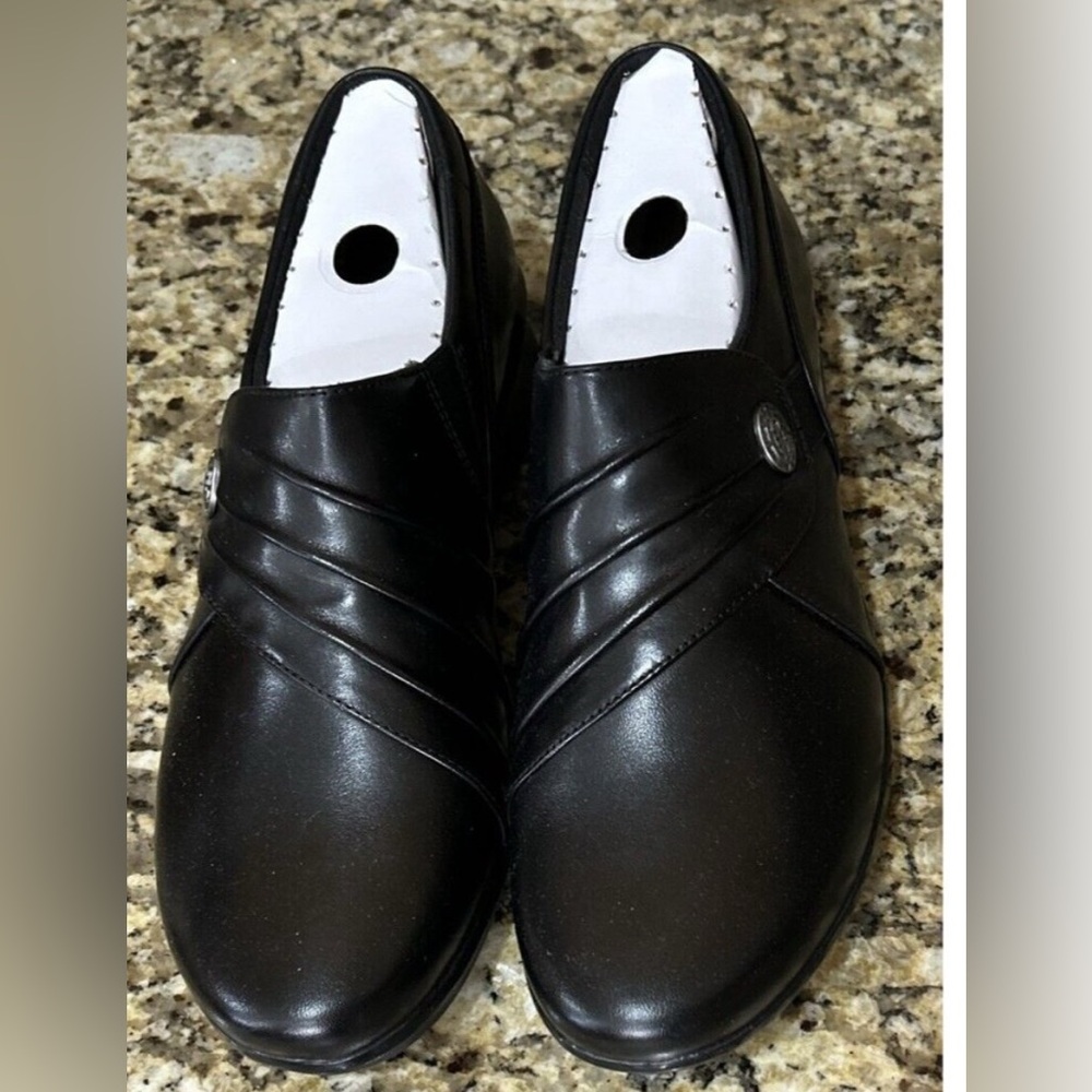 Clarks Hope Roxanne Womens Genuine Leather Almond Toe Loafers 8.5 M Black Shoes
